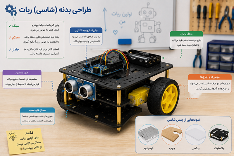 طراحی بدنه و شاسی ربات