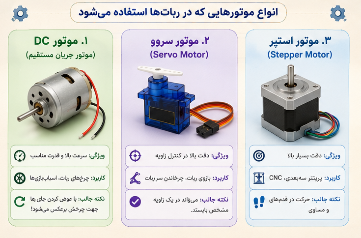 انواع موتورهای ربات